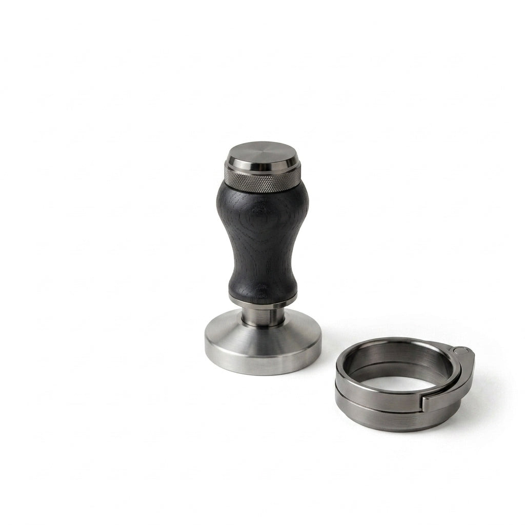 NcGhiak™ DIAL-IN™ 58mm Espresso Tamper and Distributor | Precision Coffee Leveling Tool with Adjustable Dose & Depth Dial, Modular Doser Ring & Articulated Leveling Arm | Premium Walnut Wood & Stainless Steel Barista Tool for Consistent Extraction