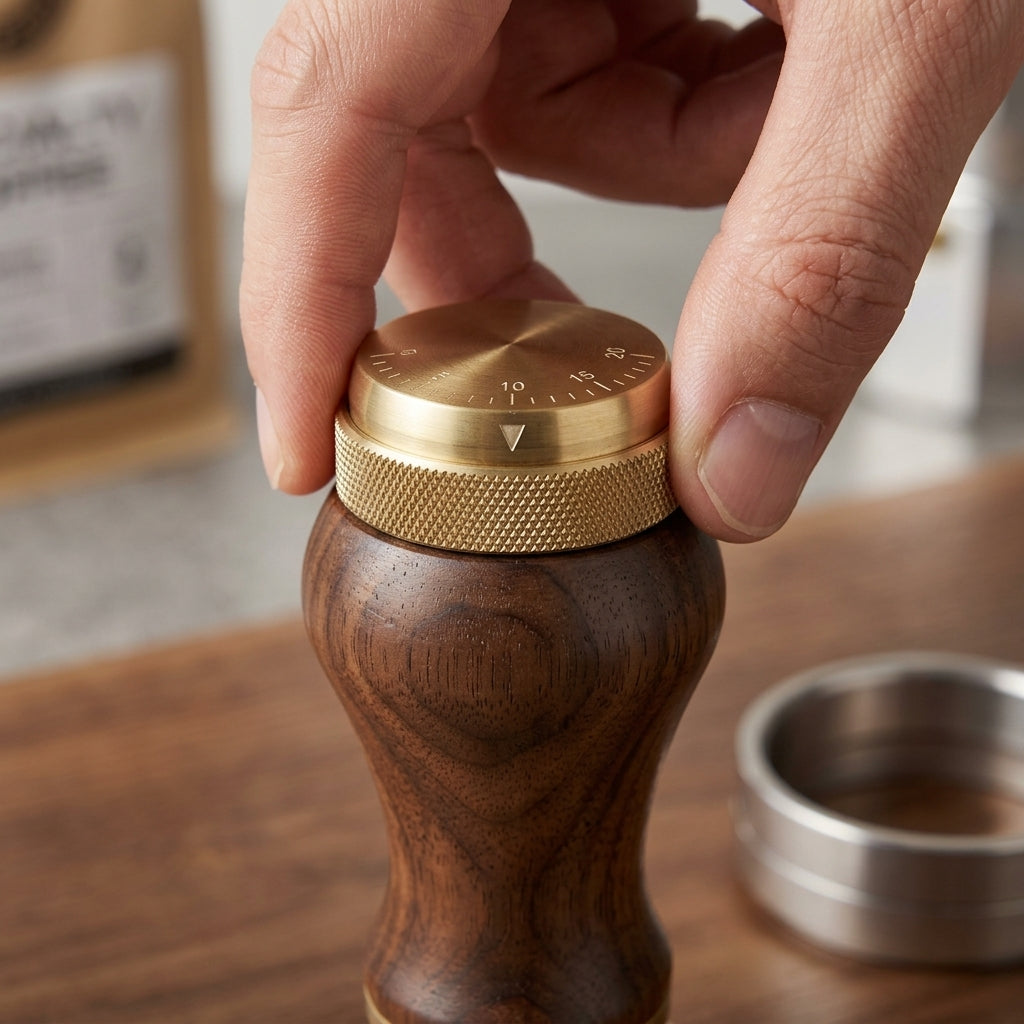 NcGhiak™ DIAL-IN™ 58mm Espresso Tamper and Distributor | Precision Coffee Leveling Tool with Adjustable Dose & Depth Dial, Modular Doser Ring & Articulated Leveling Arm | Premium Walnut Wood & Stainless Steel Barista Tool for Consistent Extraction