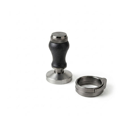 NcGhiak™ DIAL-IN™ 58mm Espresso Tamper and Distributor | Precision Coffee Leveling Tool with Adjustable Dose & Depth Dial, Modular Doser Ring & Articulated Leveling Arm | Premium Walnut Wood & Stainless Steel Barista Tool for Consistent Extraction
